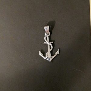 White gold anchor charm
